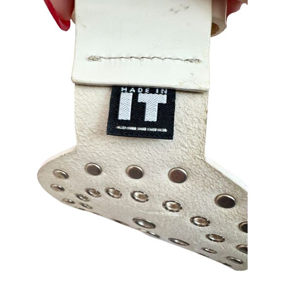 Versus Versace White Studded Leather Waist Belt 1990s Archive Made in Italy - Picture 7 of 8